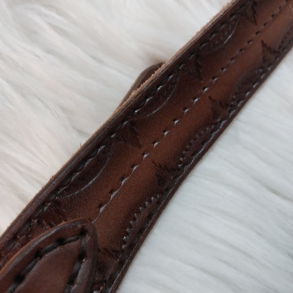 3770 Lot of 4 Un-Finished Leather Belts Tooled New With no Buckles. - Picture 3 of 15